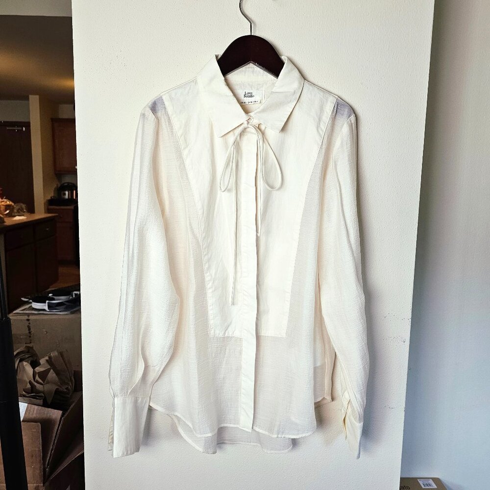 Love, Bonito Charlee Contrast Bib Tie Front Blouse - size 2